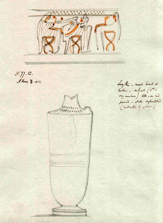 (77C) lekythos, detail of three seated figures